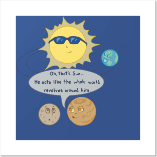 Funny Sun and Planets Pun Posters and Art